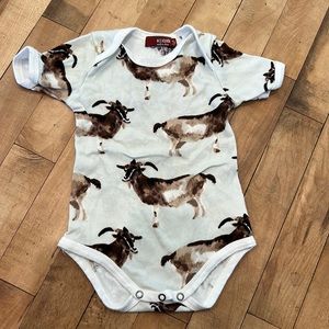 3-6 month Milk Barn goat pattern cotton bodysuit